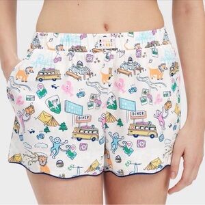 Roller Rabbit Printed White Camp-Scene Women's Shorts